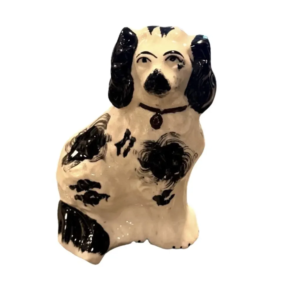 Possible Antique Victorian Staffordshire Spaniel Mantel Dogs Pair 6